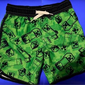 Green Creeper Print Swim Shorts